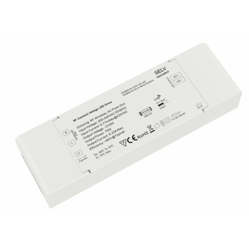 75W / 24V DC dimbar rWave strömförsörjning - 3.125A, RF, push-dim