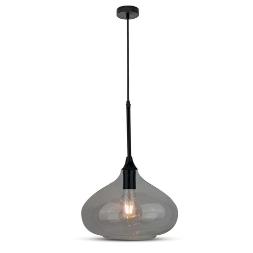 Ø28,5cm pendellampa i svart glas - E27 sockel, max 60W, IP20 inomhus, utan ljuskälla