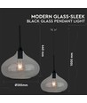 Modern Glas-Glans-svart glas hänglampa Ø280-E27