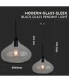 Moderne Glas-Glans-svart glas hänglampa Ø280-E27.