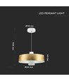 7W LED Pendellampa - Guld Lampskärm, 4000K