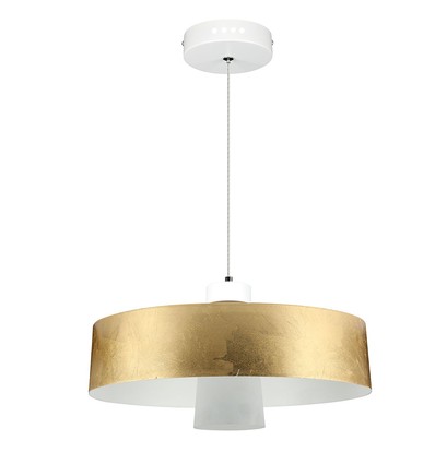 7W LED Pendellampa - Akryl, Guld Lampskärm, 3000K.