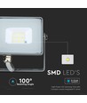 V-TAC strålkastare 10W - Samsung Chip, 4000K, grått hölje.