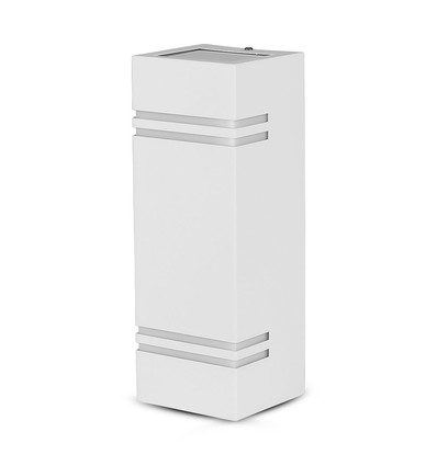 GU10 fyrkantig vägglampa med upp/ner ljus - IP44 utomhus, vit, rostfritt stål, utan ljuskälla