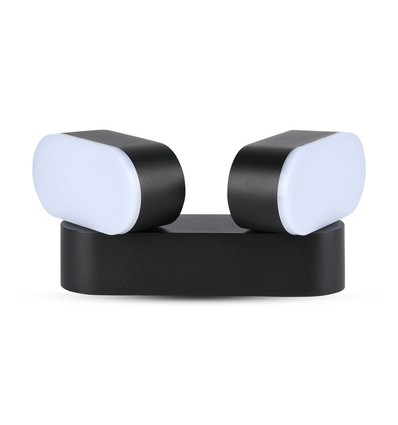 12W roterbar LED vägglampa med 2 huvuden - IP65, svart, 1320lm, 3000K, inkl. ljuskälla