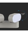 12W dubbel roterbar vägglampa - IP65 utomhus, 2 huvuden, grå, 3000K, 1320lm