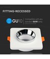 GU10 infälld spot i gips - Vit/krom, Hål: Ø8,0 cm, Mått: Ø10 cm, utan ljuskälla