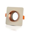 GU10 Fyrkantig downlight - Off-white med matt roséguld, Hål: 8cm, exkl. ljuskälla och sockel