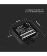 RGB LED controller med 20-knappars RF fjärrkontroll - 12V/24V, 3 kanaler, max 480W, IP20