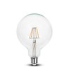 E27 6W LED filament glödlampa - G125, 806lm, 6400K, klart glas, 300°