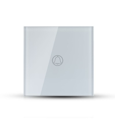 1-vägs touch dörrklocka strömbrytare, vit - Glasskydd, inbyggd, IP20 inomhus