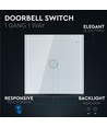 1-vägs touch dörrklocka strömbrytare, vit - Glasskydd, inbyggd, IP20 inomhus