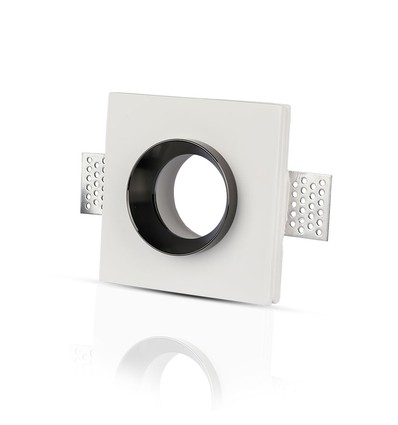 GU10 infälld spot i vit gips, kvadratisk - 100x100 mm, IP20 inomhus, 5 års garanti
