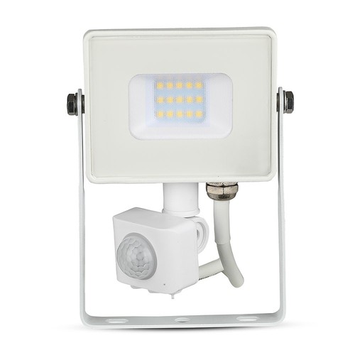 10W LED strålkastare med sensor, vit - Samsung LED, IP65, PIR