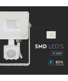 10W LED strålkastare med sensor, vit - Samsung LED, IP65, PIR