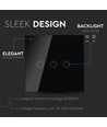 WiFi 3-vägs touchströmbrytare, svart - 2200W, fungerar med Google Home och Alexa, 3 Gang 1 Way