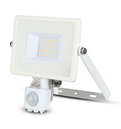 20W LED strålkastare med sensor - Samsung LED chip, vit, IP65, varmvit