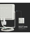 50W LED strålkastare med sensor - IP65, 4000lm, varmvit, PIR rörelsesensor, vit kant