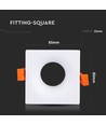 Vit kvadratisk GU10 infälld spot - 85 x 85 mm, IP20, aluminium, utan ljuskälla