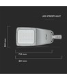 160W LED Gatlykta - TYP III-M lins, Samsung-chip, 4000K, 130lm/W.