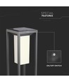 2W solcells trädgårdslampa med spett och sensor - Samsung LED chip, IP65, 3000K, grå, 50cm hög