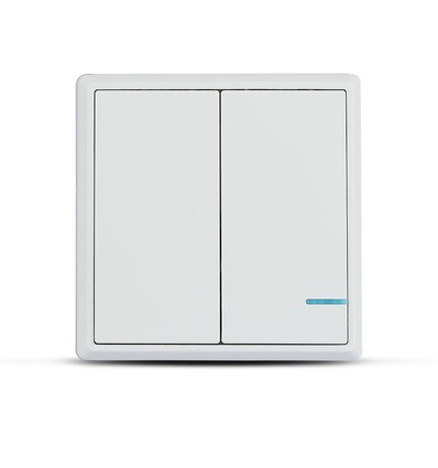2-knapps trådlös strömbrytare, 1-vägs - IP54, vit, 86x86mm, batteridriven, räckvidd upp till 600m