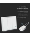 3-knapps trådlös smart strömbrytare, 1-vägs - IP54, vit, batteridriven, räckvidd upp till 600m