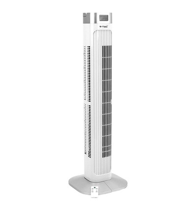 55W LED Tower Fan, 36" - Vit, 3 hastigheter, fjärrkontroll, timer, oscillation, temperaturdisplay