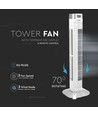 55W LED Tower Fan, 36" - Vit, 3 hastigheter, fjärrkontroll, timer, oscillation, temperaturdisplay