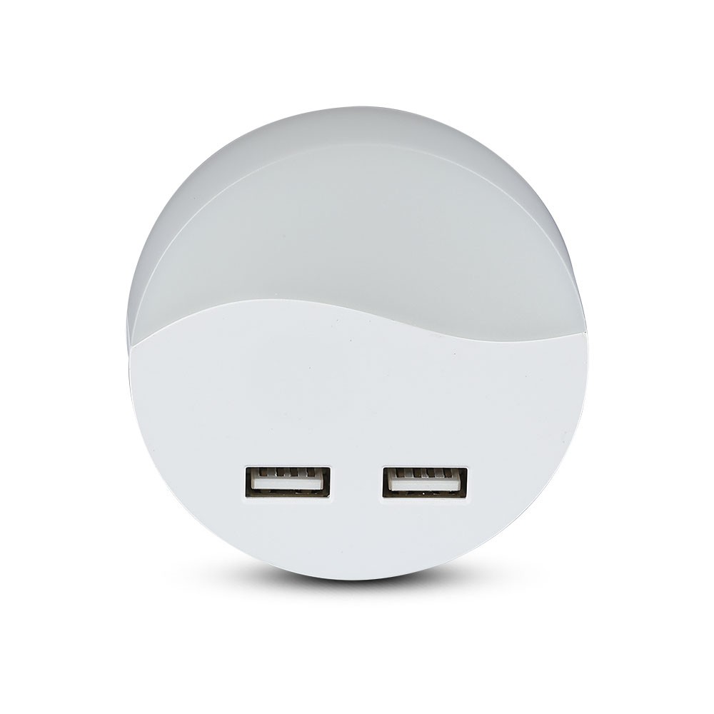 0 45w Led Nattlampa Eu Kontakt Med Usb Samsung Chip 4000k Rund Kulör : Neutral