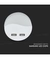 0,45W LED nattlampa - EU-kontakt, med USB, Samsung-chip, 4000K, rund