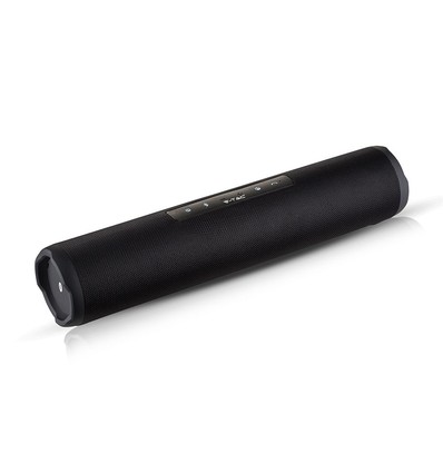 Bärbar Bluetooth högtalare med tygdesign - 2x3W, svart, FM radio, USB/TF, TWS, laddningsbar, 39,4cm lång
