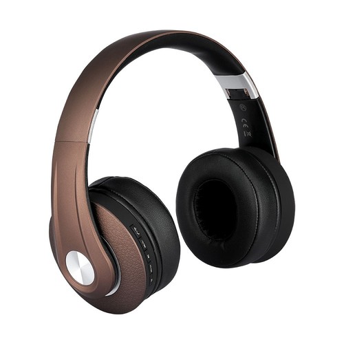 Trådlösa Bluetooth-hörlurar med justerbar bygel - 12 timmars speltid, brun