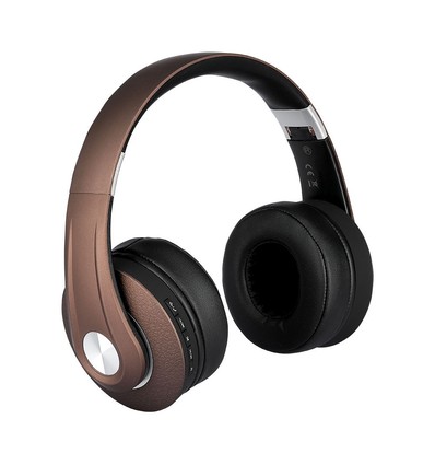 Trådlösa Bluetooth hörlurar med justerbar bygel - Upp till 12 timmars speltid, 10m räckvidd, brun