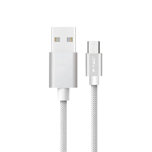 1m Micro USB Kabel - Flätad Nylon, Silver, Platinum Serien