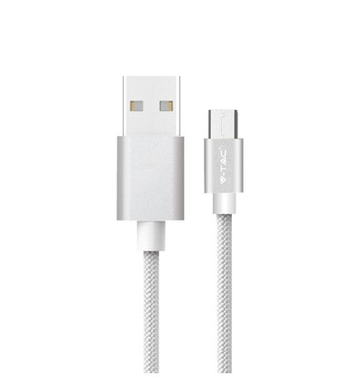 1m Micro USB Kabel - Flätad Nylon, Silver, Platinum Serien