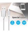 1m Micro USB Kabel - Flätad Nylon, Silver, Platinum Serien