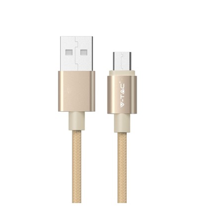 1M Micro USB Flätad Nylonkabel - Guld (Platinum Serien)