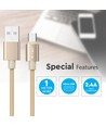 1M Micro USB Flätad Nylonkabel - Guld (Platinum Serien)