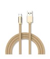 MicroUSB-kabel 1m guld - Bomullstyg, MicroUSB till USB-A
