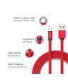 1m Micro USB flätad kabel med bomullstyg - röd (Ruby-serien)