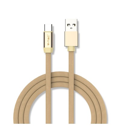 1m Type-C USB flätad kabel med bomullstyg - Guld (Rubin Serie)