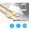 1m Type-C USB flätad kabel med bomullstyg - Guld (Rubin Serie)