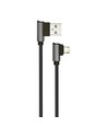 1m Micro USB-kabel L-Type, 2.4A - Black Diamond Series, svart, vävd bomull