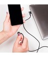1m Micro USB-kabel L-Type, 2.4A - Black Diamond Series, svart, vävd bomull