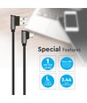 1m Micro USB-kabel L-Type, 2.4A - Black Diamond Series, svart, vävd bomull