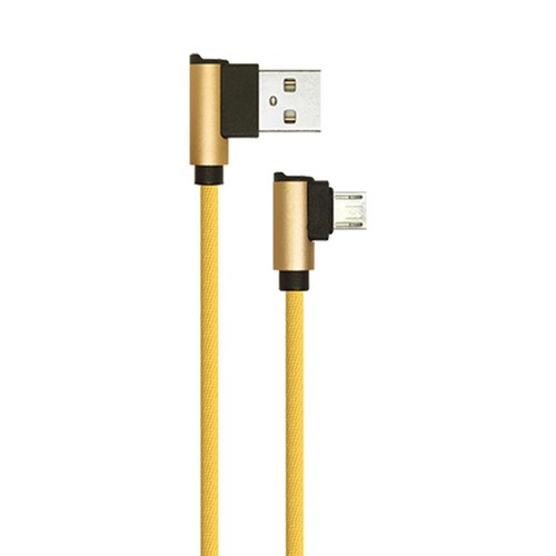 1m Micro USB-kabel L-Type, Guld - 2.4A, Diamond Series, vävd bomull