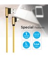 1M Micro USB Kabel L-Type - Guld, Diamond Serie.