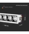 20W rektangulär LED downlight, RA90 - Samsung LED chip, vit, hål: 200x45 mm, 5700K