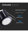 PIR taksensor Ø4cm för inbyggnad, 360° - Svart, IP20, detektering upp till 8m, hålmått: Ø4cm